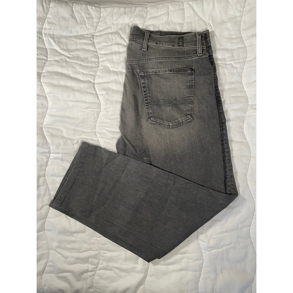 7 For All Mankind Slimmy Luxe Performance Grey Slim Jeans Mens 38